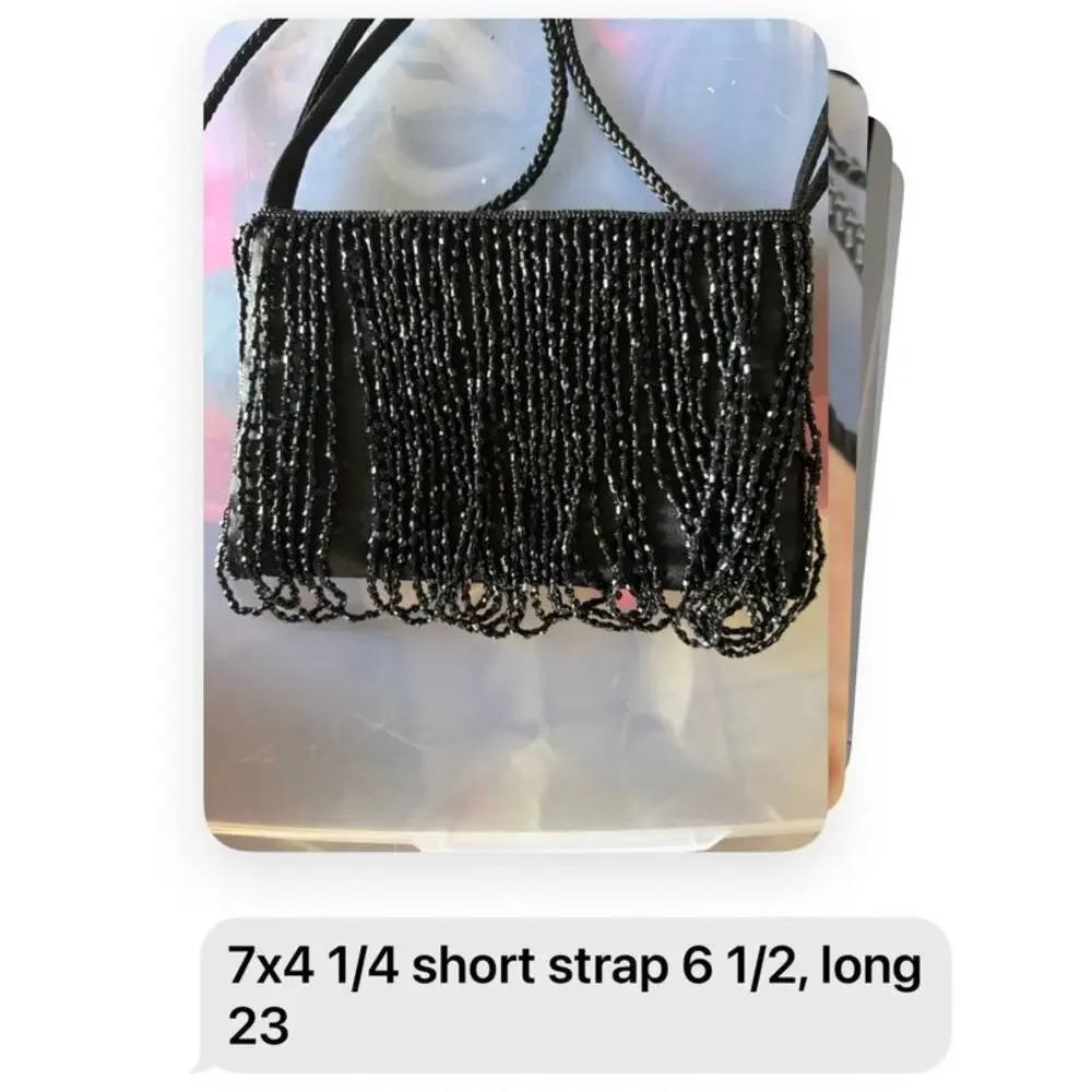 La Regale Small Beaded Purse Crossbody or Handbag‎ Black Formal Prom Dance